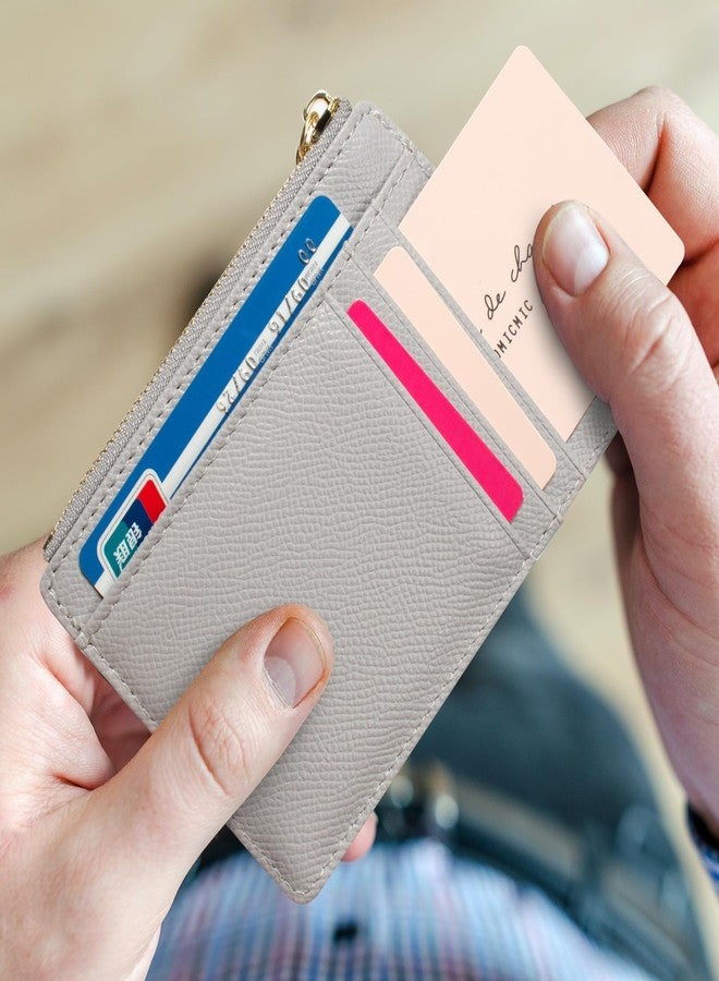 Valentoria Minimalist Small Leather Card Holder Pocket Wallet Womens Coin Purse Handbag (Gray) - Image 5